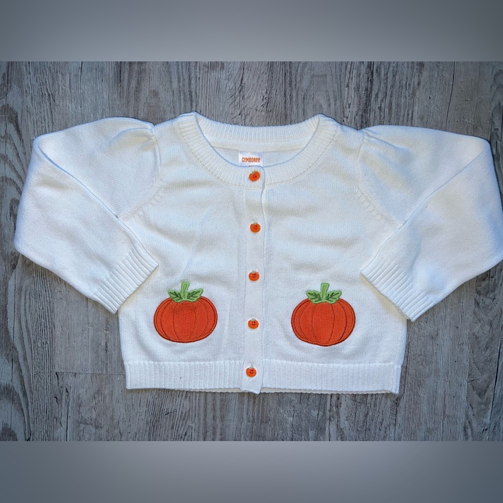 Gymboree White Sweater with Pumpkin Buttons